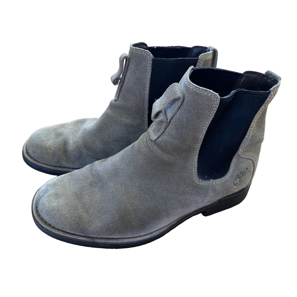 Timberland Waterproof Chelsea Boots Mens 10M Gray Suede Leather Anti Fatigue